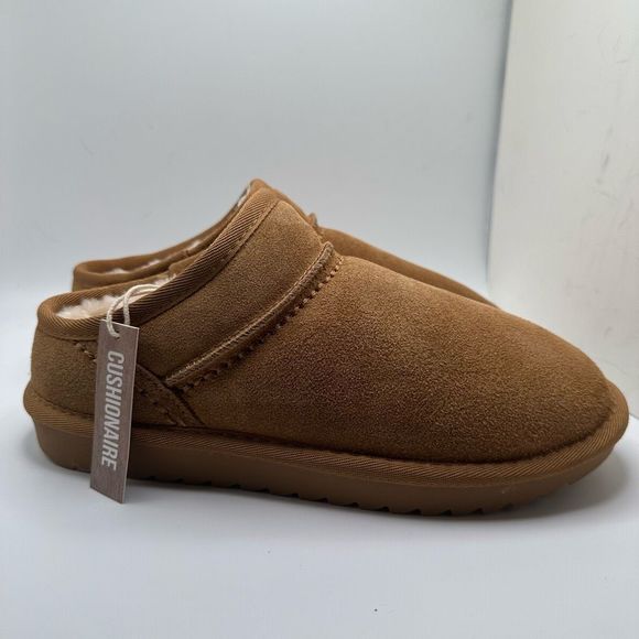 CUSHIONAIRE Women's Faux Shearling Genuine Suede cozy mule slippers +Memory Foam - Picture 1 of 7